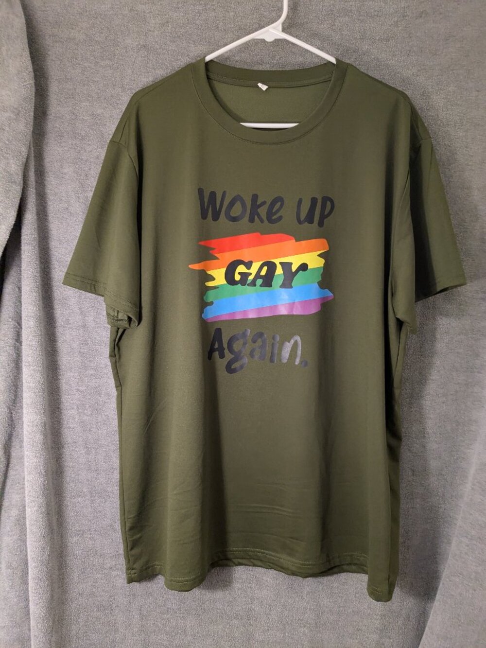 LAST CHANCE!  New! XL T Shirt "Woke Up Gay Again"